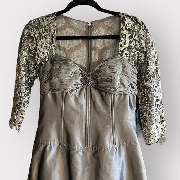 MoB Evening Gown Rickie Freeman Teri Jon Size 10 Lace & Organza Metallic Dress - Picture 8 of 12